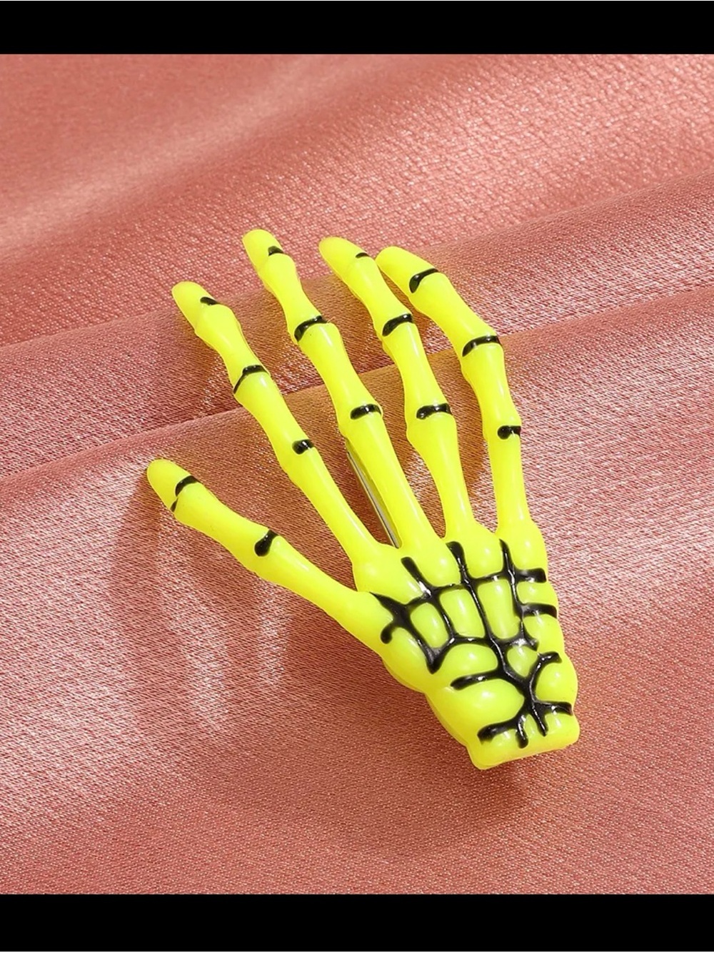 10pcs Yellow Skeleton Hand Hair Clip Halloween Bone Hairpins for Women and Girls